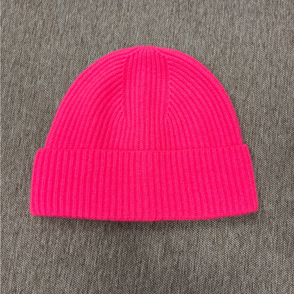 J. Crew Neon Dragon Fruit Cashmere Beanie